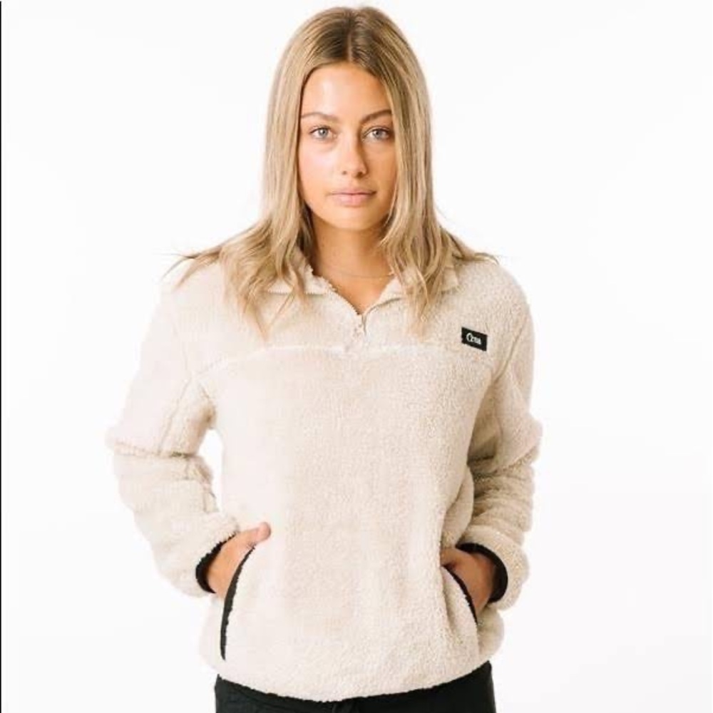Zyia TEDDY 1/4 ZIP POCKET JACKET in Cream